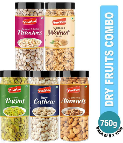 YUM YUM Dry fruits combo pack of 5 Healthy Badam, Kaju, Pista